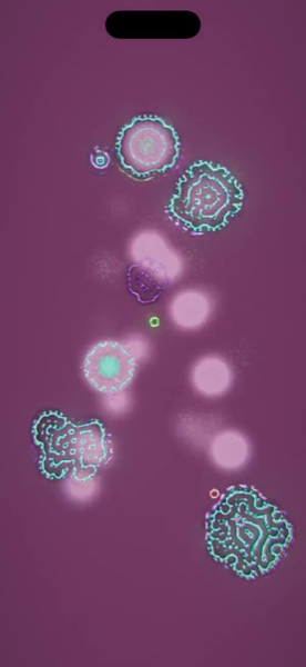 Chorus mode — glowing colonies blooming in pulses.